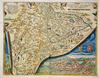 Mappa della diocesi di Salisburgo, Austria, da Theatrum Orbis Terrarum di Abraham Ortelius