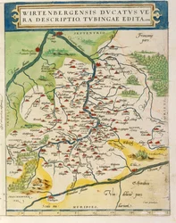 Mappa del Württemberg, dal Theatrum Orbis Terrarum di Abraham Ortelius
