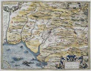 ORTELIUS, Abraham (1527-1598). Theatrum Orbis Terrarum. 1570. Considerato il primo atlante moderno. CHAVES, Jeronimo de (1523-1574). Matematico, astronomo e navigatore. Mappa dell