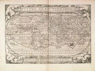 Planisfero da Theatrum Orbis Terrarum di Abraham Ortelius, stampato ad Anversa