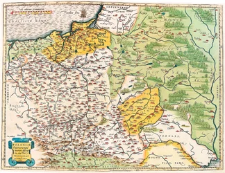 Poloniae finitimarumque locorum descriptio. Mappa geografica della Polonia da "Theatrum Orbis Terrarum" di Abraham Ortelius