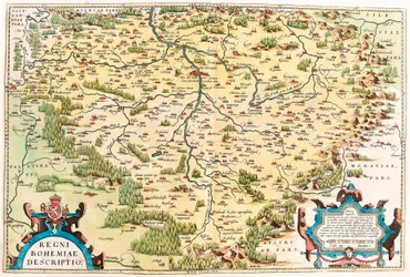 Regni Bohemiae Descriptio Mappa geografica del territorio della Boemia da 