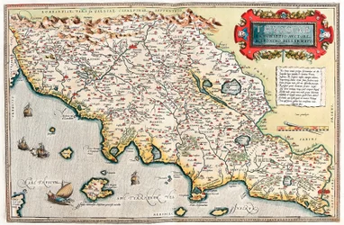 Thusciae. Descriptio auctore Hieronymo Bellamarto, mappa geografica del territorio della Toscana in Italia da 