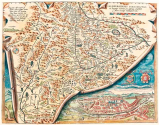 Urbis Salisburgensis genuina descriptio, mappa geografica del territorio di Salisburgo in Austria da 