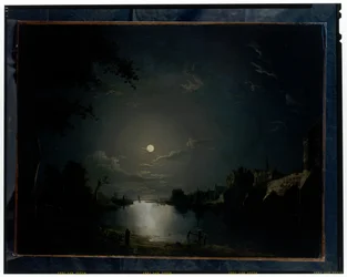 Paesaggio fluviale al chiaro di luna