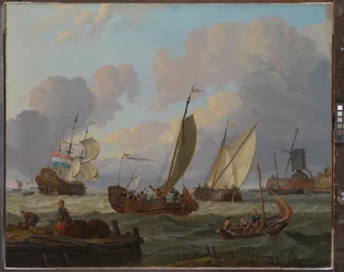 Navi che passano un mulino a vento, c.1690