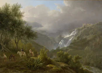 Le cascate di Tivoli, con una tempesta in arrivo
