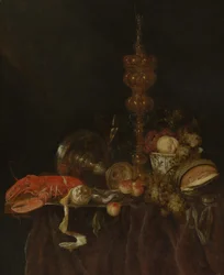 Natura morta con aragosta e frutta, probabilmente primi anni del 1650