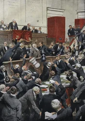 Una seduta tempestosa nella Camera dei Deputati italiana durante un dibattito sul bilancio. L