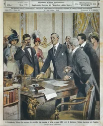 Il presidente americano Woodrow Wilson aziona telegraficamente la detonazione che demolì l