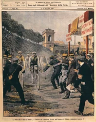 Arrivo del vincitore Luigi Ganna all