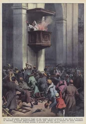 Arso vivo sul pulpito