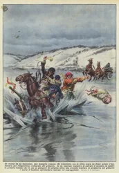 Di ritorno da un battesimo, una famiglia romena che transitava con la slitta sopra un fiume gelato