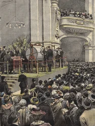 Estrazione della Lotteria di Milano nel 1907. Illustrazione di Achille Beltrame.