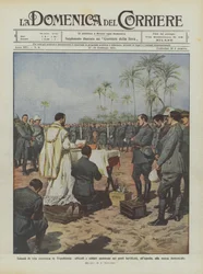 Ufficiali e soldati assistono nei posti fortificati in Tripolitania