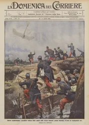 Guerra modernissima, aeroplano tedesco fatto cadere nelle trincee francesi, presso Soissons