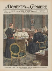 Il conflitto religioso in Francia, il Papa assistito dal cardinale Merry del Val riceve monsignor