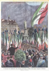 Il convegno dei combattenti, alla presenza del Principe di Udine, nella piazza maggiore di Bolzano