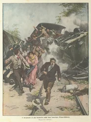 Il deragliamento di una locomotiva sulla linea tramviaria Milano-Gallarate