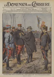 Il presidente Poincaré consegna al generalissimo Joffre la medaglia militare al valore