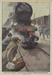 Capostazione si distende fra le rotaie al passaggio di un direttissimo