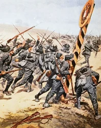 Soldati italiani che attraversano il confine austriaco, giugno 1915