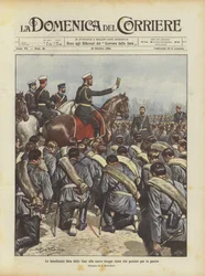 La benedizione data dallo Zar alle nuove truppe russe che partono per la guerra