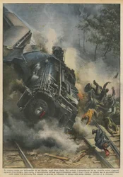 La tragica scena del deragliamento di un treno diretto, negli Stati Uniti