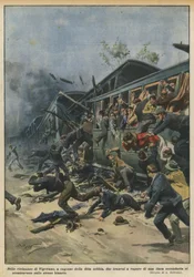 Nelle vicinanze di Vigevano, a causa della fitta nebbia, due tram a vapore di una linea