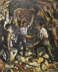 Apertura del primo tratto del Tunnel ferroviario del Sempione tra Arona e Meina, di Achille Beltrame, da La Domenica del Corriere, 25 ottobre 1903