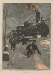 Primavera invernale, un treno bloccato dalla neve in Piemonte