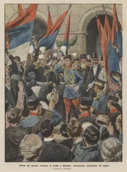 Ritorno del principe ereditario di Serbia a Belgrado, dimostrazioni entusiastiche del popolo