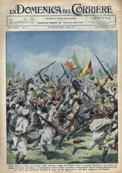 Scena di gioia ad Addis Abeba, Etiopia, ritorno di Ras Hailou dalle principali operazioni di polizia. Sfilata in onore del Duce (Benito Mussolini) e del re d