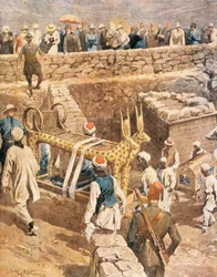 La scoperta della tomba di Tutankhamon di Achille Beltrame, illustrazione
