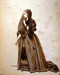 Costume per il ruolo di Dona Elvire in una produzione del 1847 di 