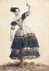 Fanny Elssler come Florinda nella danza La Cachucha balletto Le Diable boiteux, 1836
