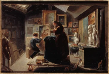 Posa di una modella, 1838 circa (olio su carta su tela)