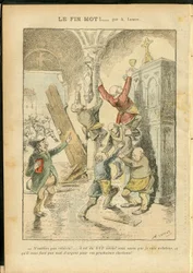 Illustrazione di Achille Lemot in Le Pelerin, 25/02/06 - Antisemitismo, Religione Fede, Cattolico Cattolicesimo - Separazione tra Chiesa e Stato, Inventari/Reazioni agli Inventari - Ebreo