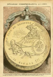 Illustrazione di Achille Lemot (1846-1909) in Le Pèlerin, 26/02/05 - Medaglia commemorativa - Antimassoneria, Affare delle schede, Blocco delle sinistre - Émile Combes (1835-1921), Marianne - Pentola