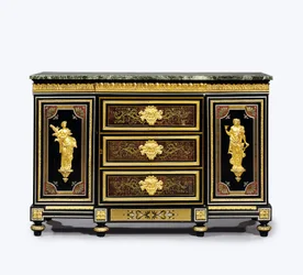 Mobiletto laterale in marqueterie boulle con montature in bronzo dorato, tardo Luigi XVI