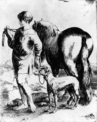 Ragazzo con un cavallo e due cani, c.1597-1610