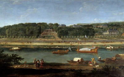 Veduta del castello di Saint Cloud con la galleria reale sulla Senna