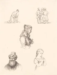 Foglio di prova con studi di figure