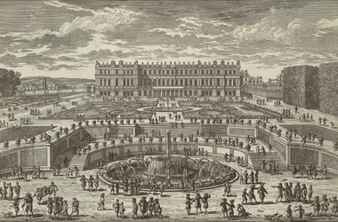 Veduta del castello di Versailles, facciata del giardino