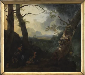 Paesaggio meridionale con pastori