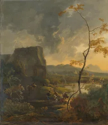 Paesaggio italiano con antico Tempietto
