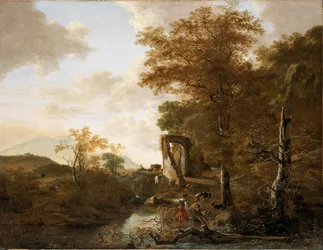 Paesaggio con portale ad arco (Paesaggio con portale in pietra e laghetto)