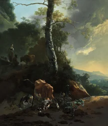 Paesaggio con bue infuriato