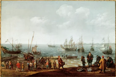 Spiaggia con pescatori