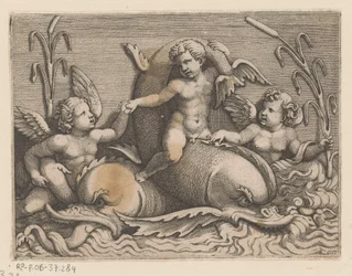 Tre putti con delfini